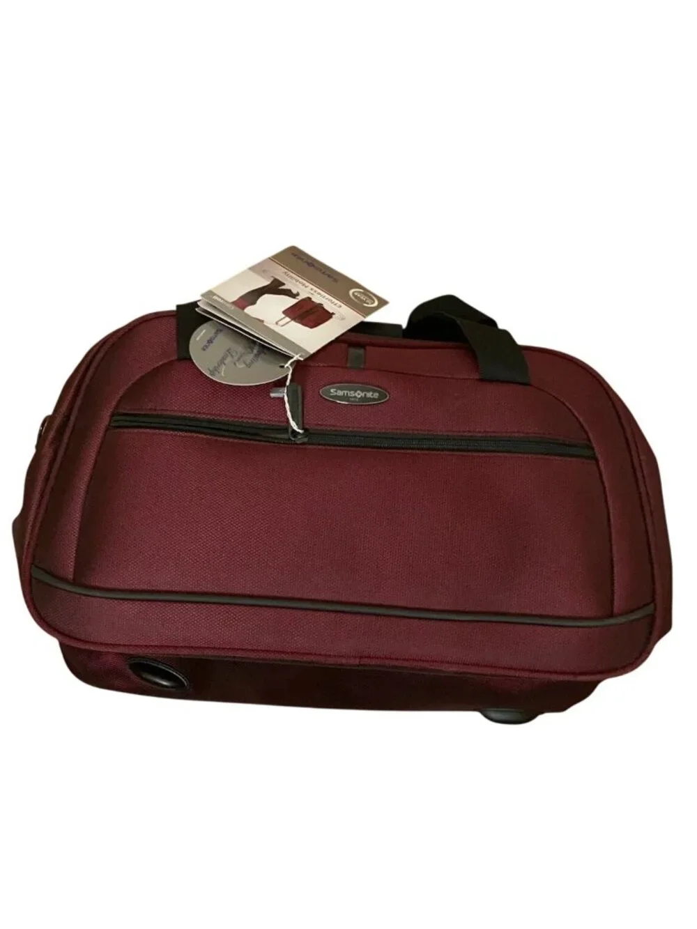 Samsonite Boarding Bag Burgundy Travel Carry On Duffel SmartStrap NWT 18x11x9